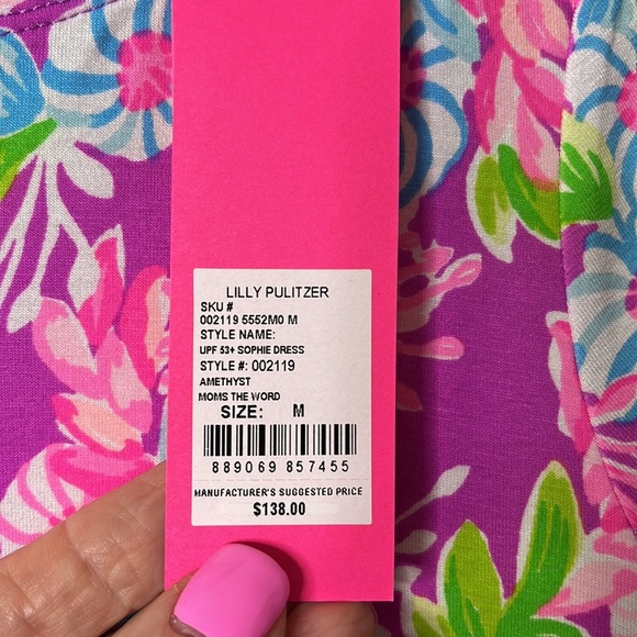Lilly Pulitzer UPF50+ Sophie Dress in Amethyst Moms The Word, Size Medium. - Picture 6 of 12